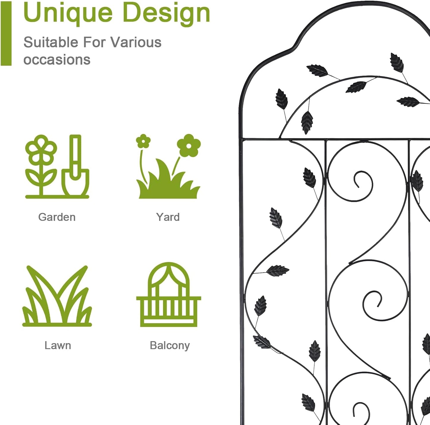 hogardeck Metal 84 * 19 Garden Trellis 2-Packs for Climbing Plants Flowers Vegetables Planting Arched Outdoor