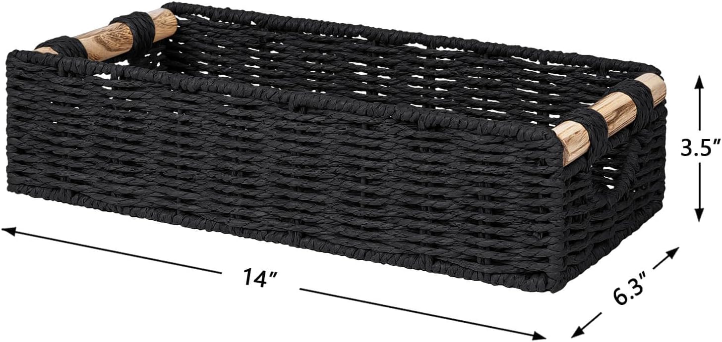 Handwoven Toilet Tank Top Paper Baskets / Black