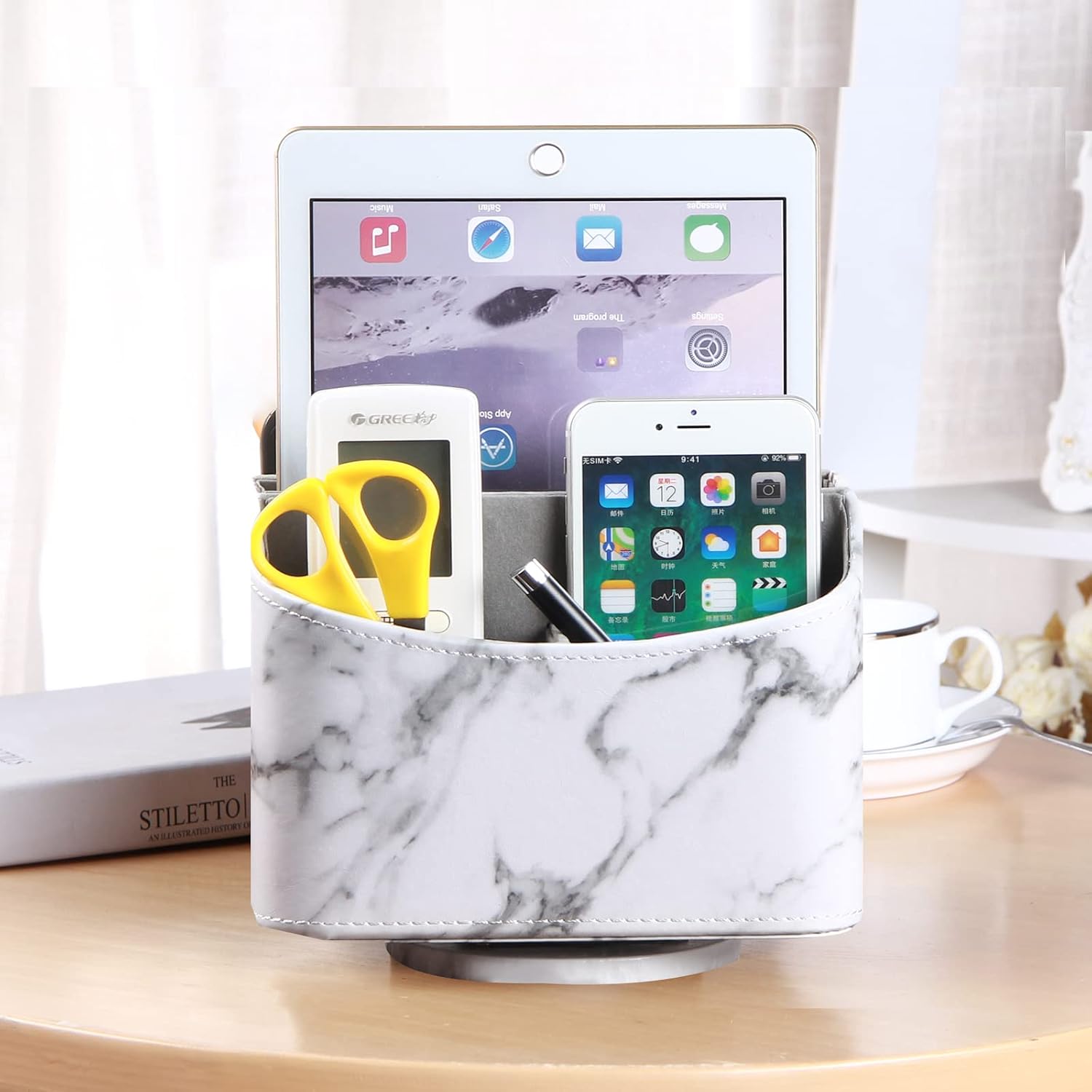 Leather 360°Rotatable Remote Control Holder / 1 Marble
