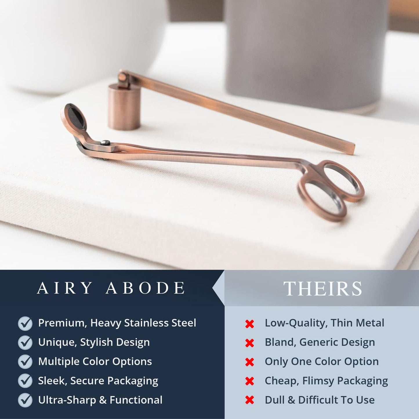 Airy Abode Candle Wick Trimmer and Candle Snuffer Accessory Set – Pick Your Color