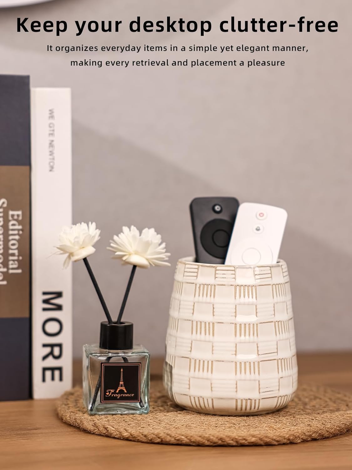 Ceramic TV Remote Control Holder / White