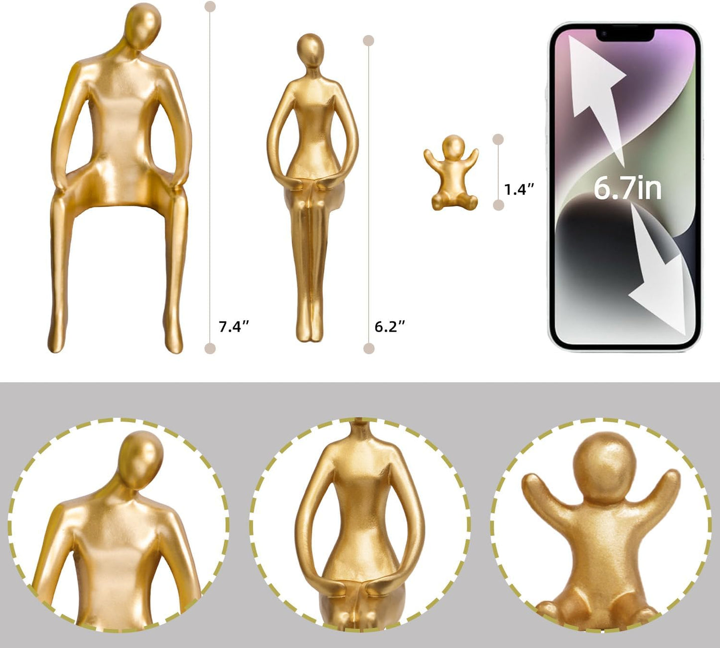 Decor Family Statue Shelf Decor / Gold