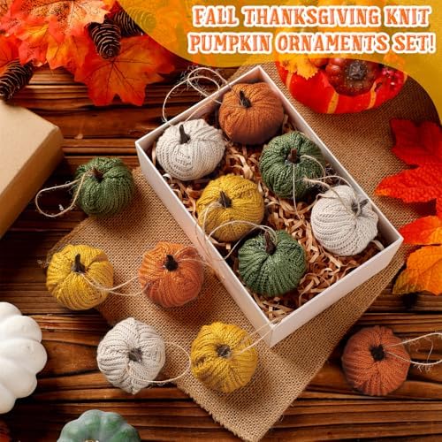 Knitgrip 12 Pcs Fall Pumpkin Hanging Ornaments Mini Tree Decor, Autumn