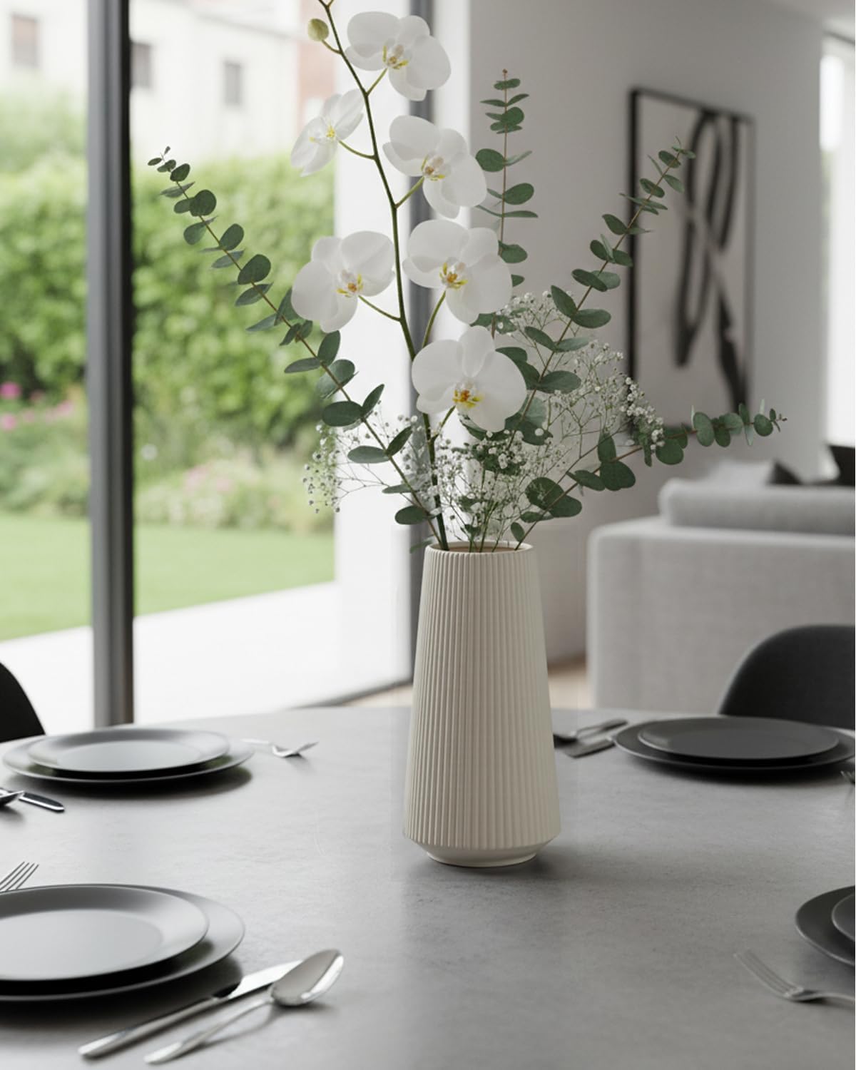 Modern Vase / 001white / White / 8 Inch