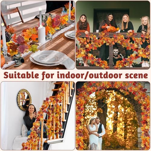 4Pack 23.6FT Fall Leaves Garland for Thanksgiving Wedding Fall Decorations