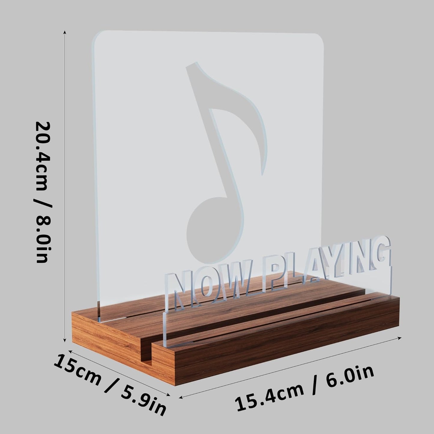 CoolGift Mart Now Playing Vinyl Record Stand, Light up Record Holder, Wooden Acrylic Display with Warm White Lights for