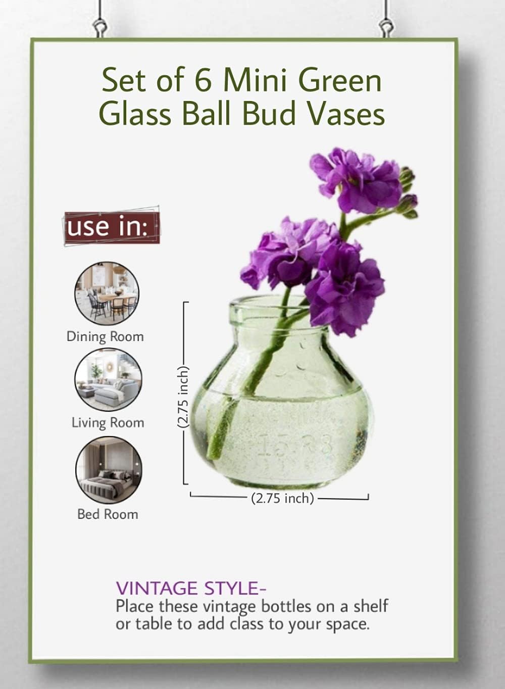 Mini Glass Le Midi Bell Bud Vase / Twin / Green