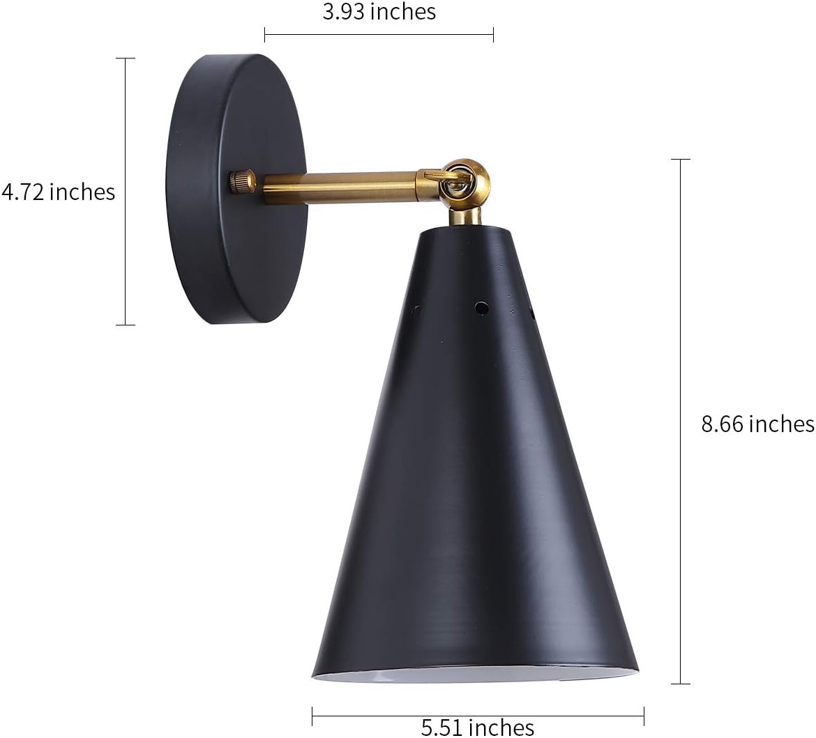 MWZ Black Battery Operated Wall Sconces Set of Two,Wireless Indoor Lighting with Remote Control, Modern Dimmable 2