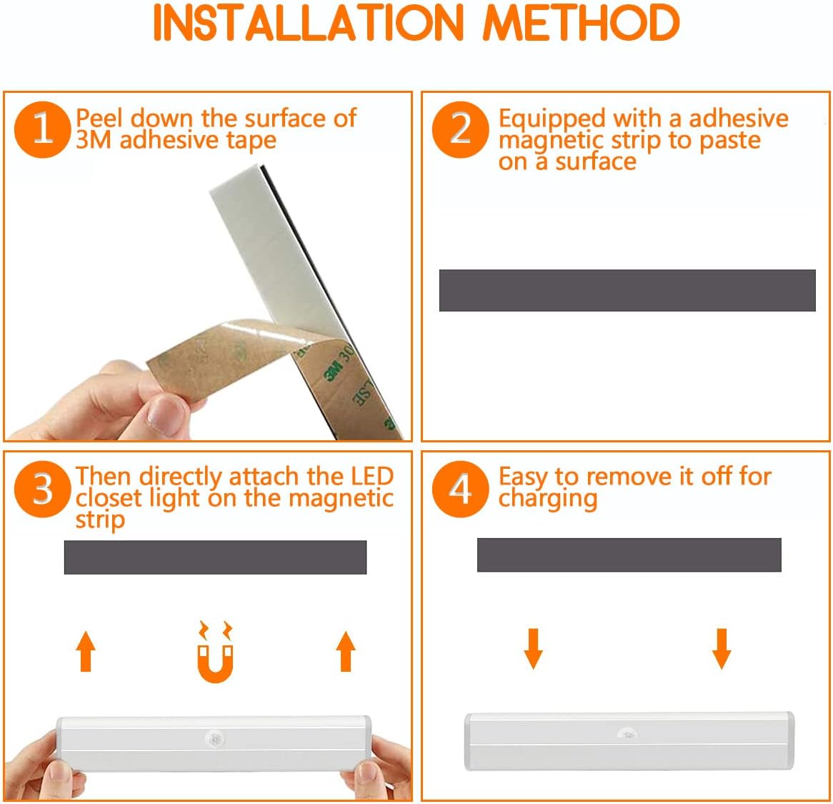 6 Pack Motion Sensor Closet Lights, 10 LED Stick-on Anywhere Magnetic Portable Wireless LED Under Cabinet Lights