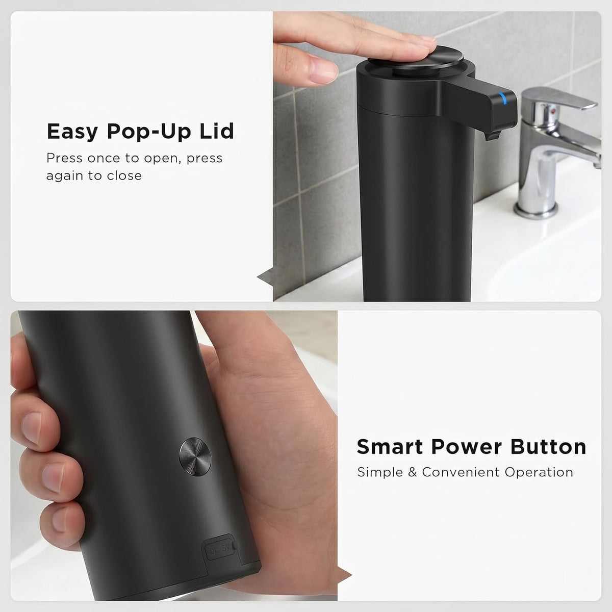 Newise Touchless Automatic Soap Dispenser - 9 oz, USB Rechargeable, Dish Hand Soap Dispenser for Kitchen and Bathroom