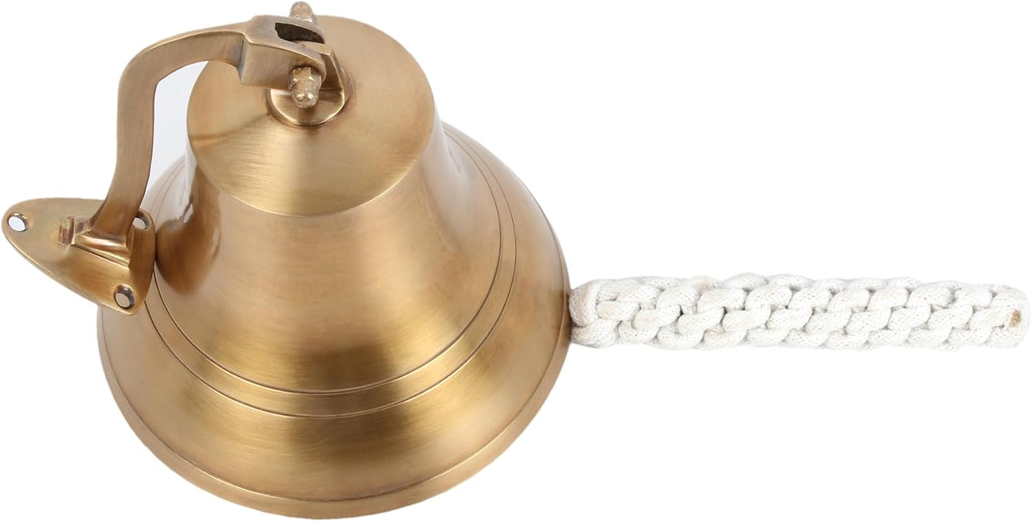 Antique Brass 6" Wall Mounted Nautical Bell - Hanging Bell for Ships & Christmas