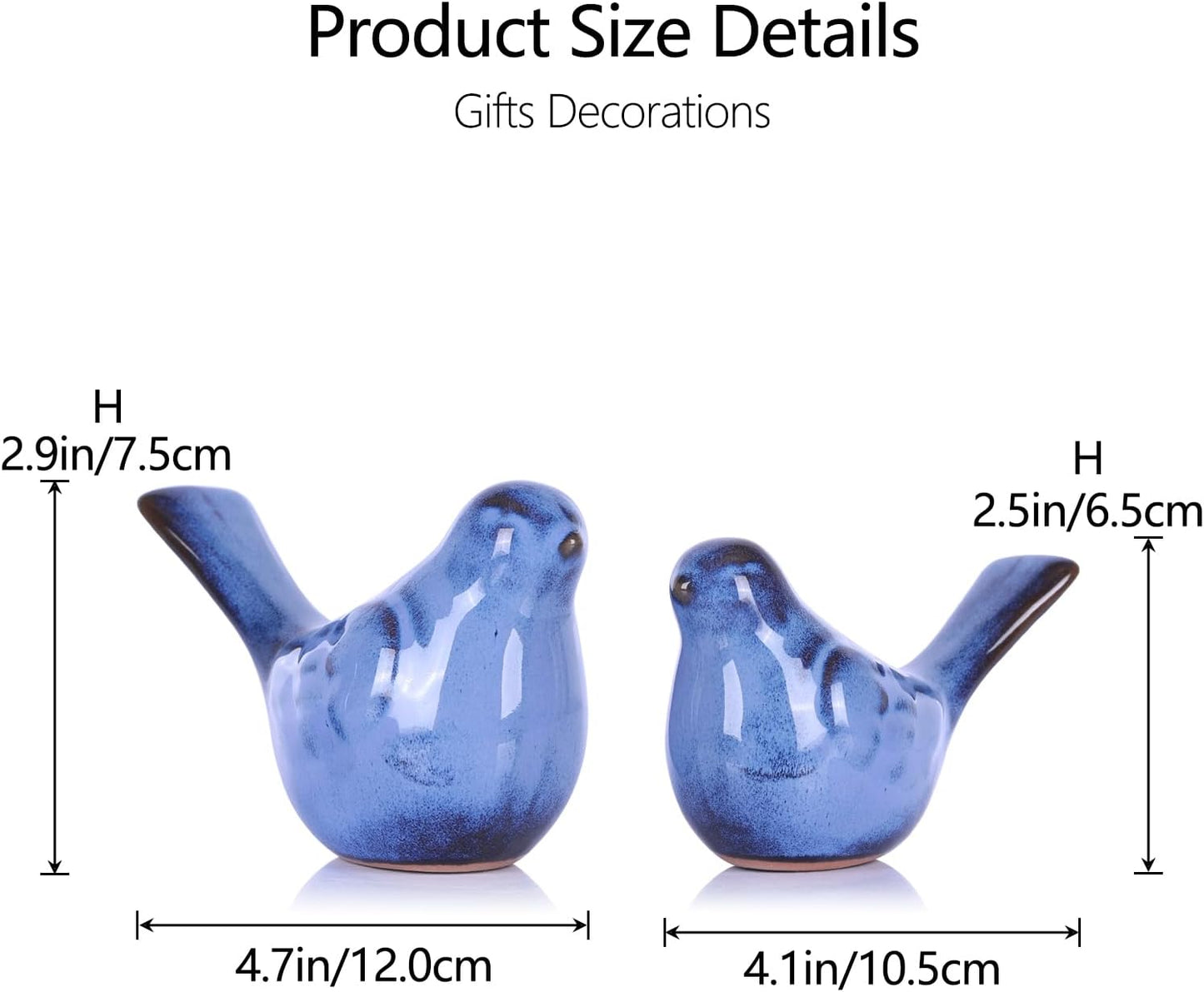 Ceramic Bird Figurines Home Decor / Blue