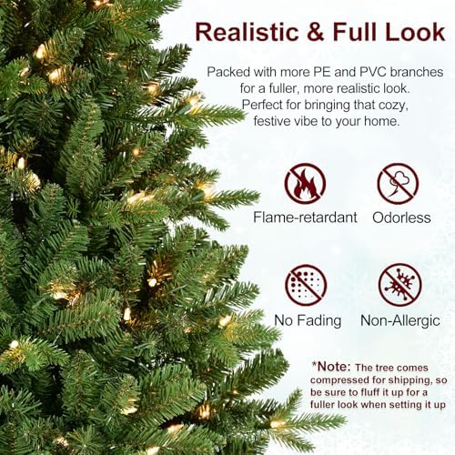 Treepool 4FT Pre-Lit Artificial Christmas Tree, 739 PE/PVC Tips, 150 Lights