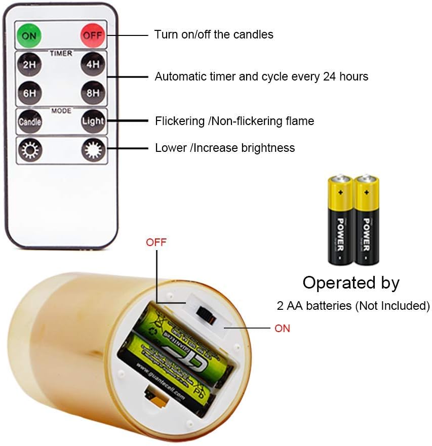 GenSwin Glass Flameless Led Candles Battery Operated with Remote Timer Gold | Bookshelf Decor, Moody Bathroom Decor