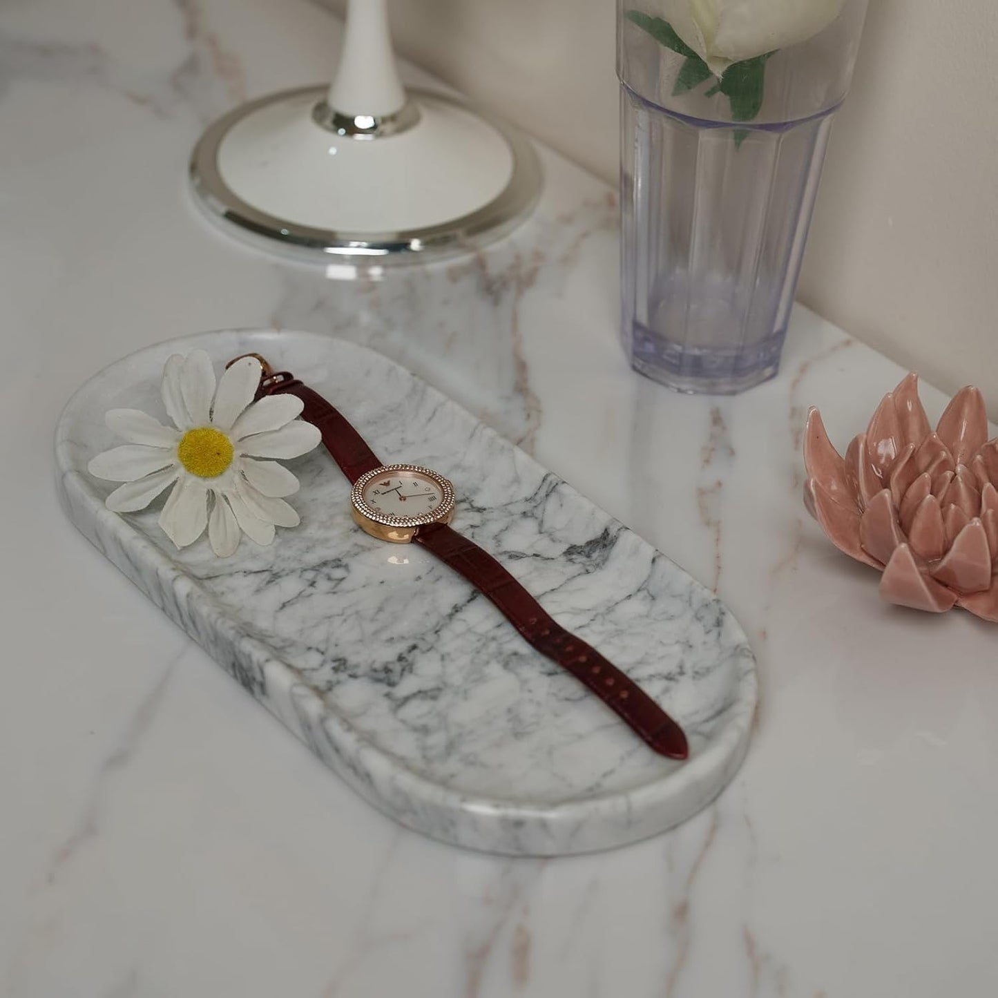 Natural Marble Tray / Carrara White / 9.8 x 4.7 x 0.6