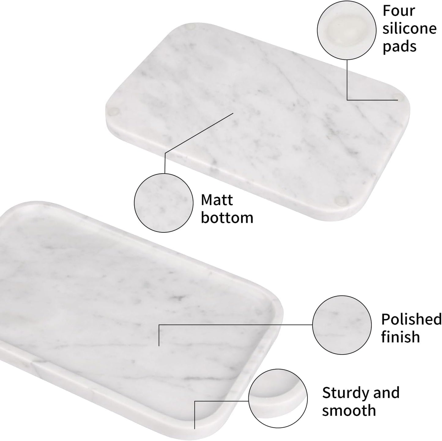 Marble Bathroom Vanity Tray / Carrara White L / 8 x 0.7 x 12