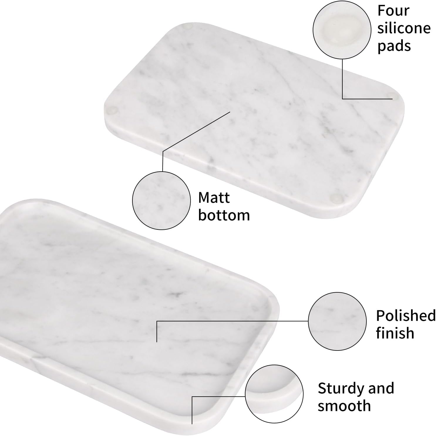 Marble Bathroom Vanity Tray / Carrara White L / 8 x 0.7 x 12