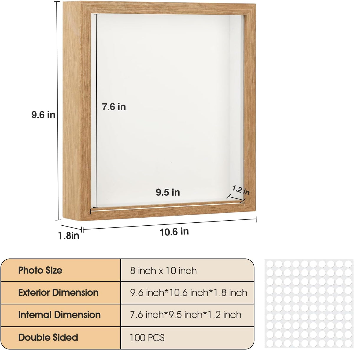 6 Pcs Shadow Box Frame - 8x10 Shadow Boxes Display Cases, Natural | for Sports Memorabilia & Wedding Keepsakes - Wall