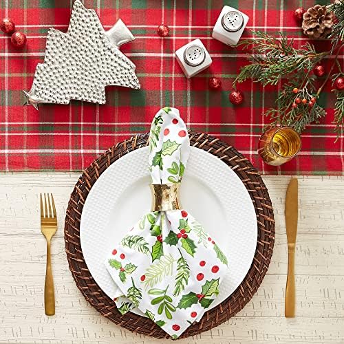 DII Boughs of Holly Collection Decorative Holiday Dining Table & Kitchen Décor, Napkin Set, 20x20, Christmas Greenery, 6 Count