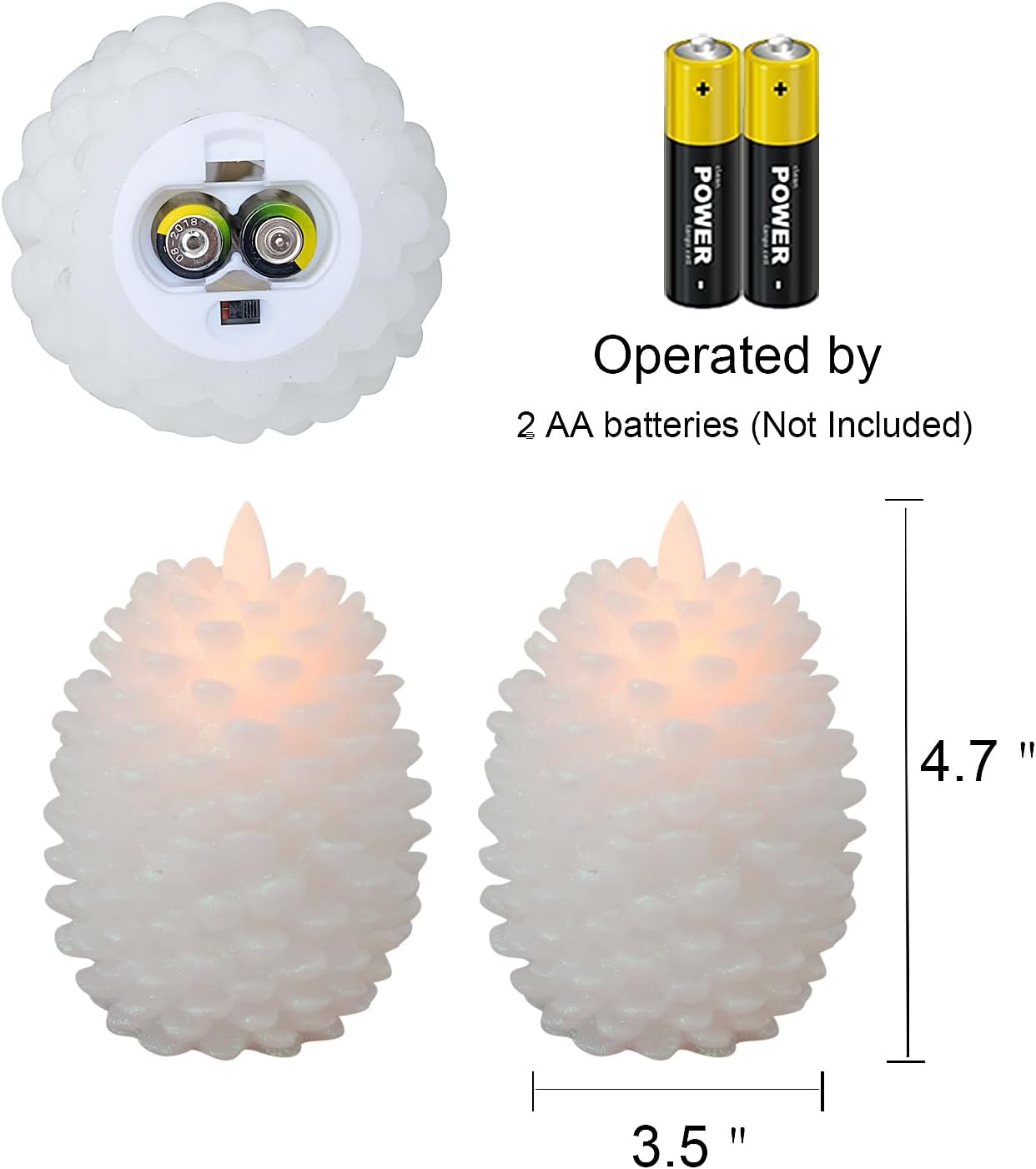 Wondise Pine Cone Flameless Flickering Candles with Remote and Timer | Real Wax Battery Operated Flickering LED Candles