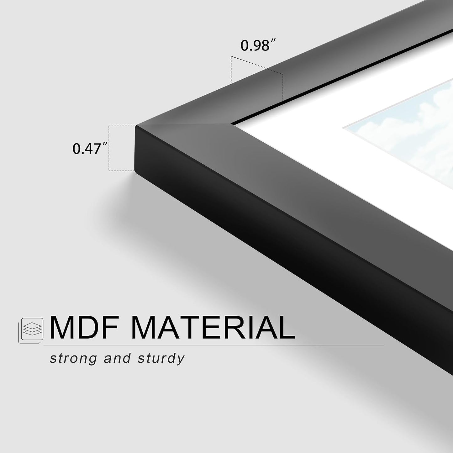18x24 Picture Frame Set of 12, Modern Gallery Wall Frames, Black | Fits 16x20 With Mat or 18x24 Without Mat, Clear