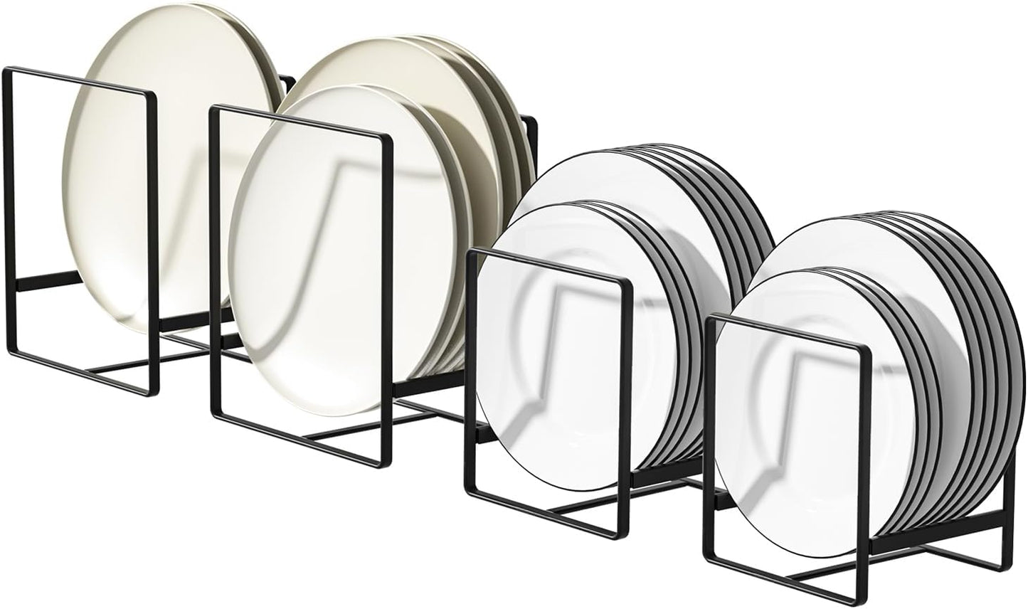2 Large 2 Small Plate Organizers Holders Upright Cabinet Dish Drying Racks Metal Plate Dish Organizers Racks Stands for