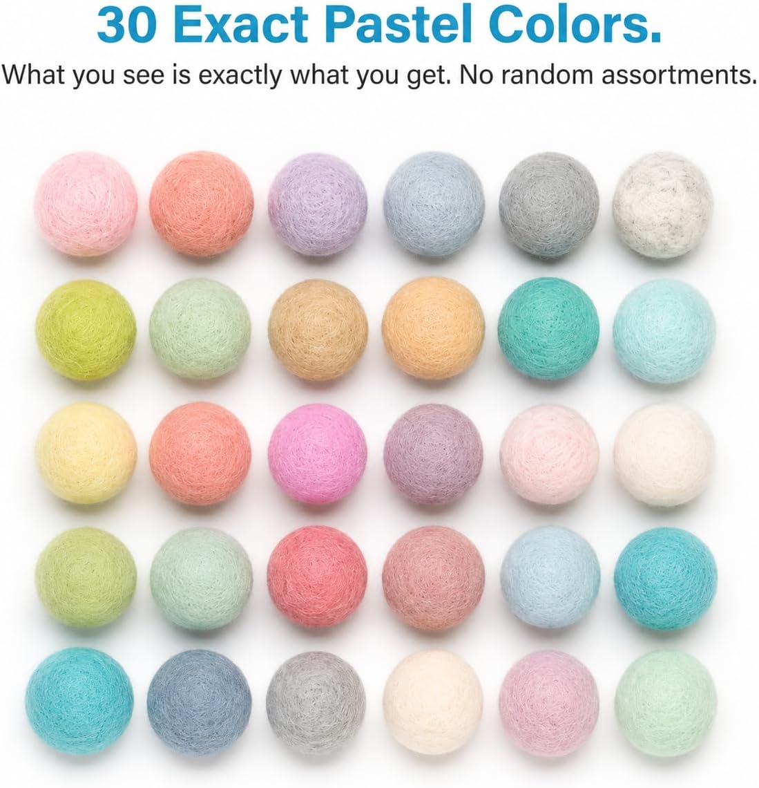 Glaciart One Felt Pom Poms, Wool Felt Balls (800 Pieces) 2 cm – 0.8 Inch, Handmade Felted 30 Pastel Colors (Green