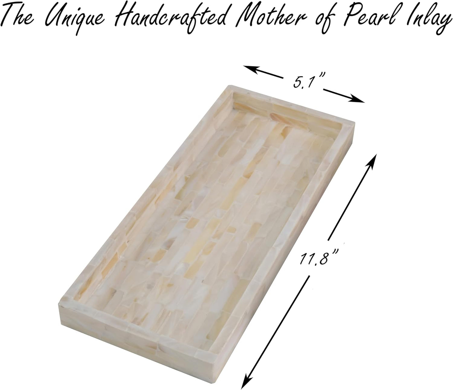 11" Wooden Vanity Tray for Perfume Makeup Kitchen Sink / White Tile / Set of 2
