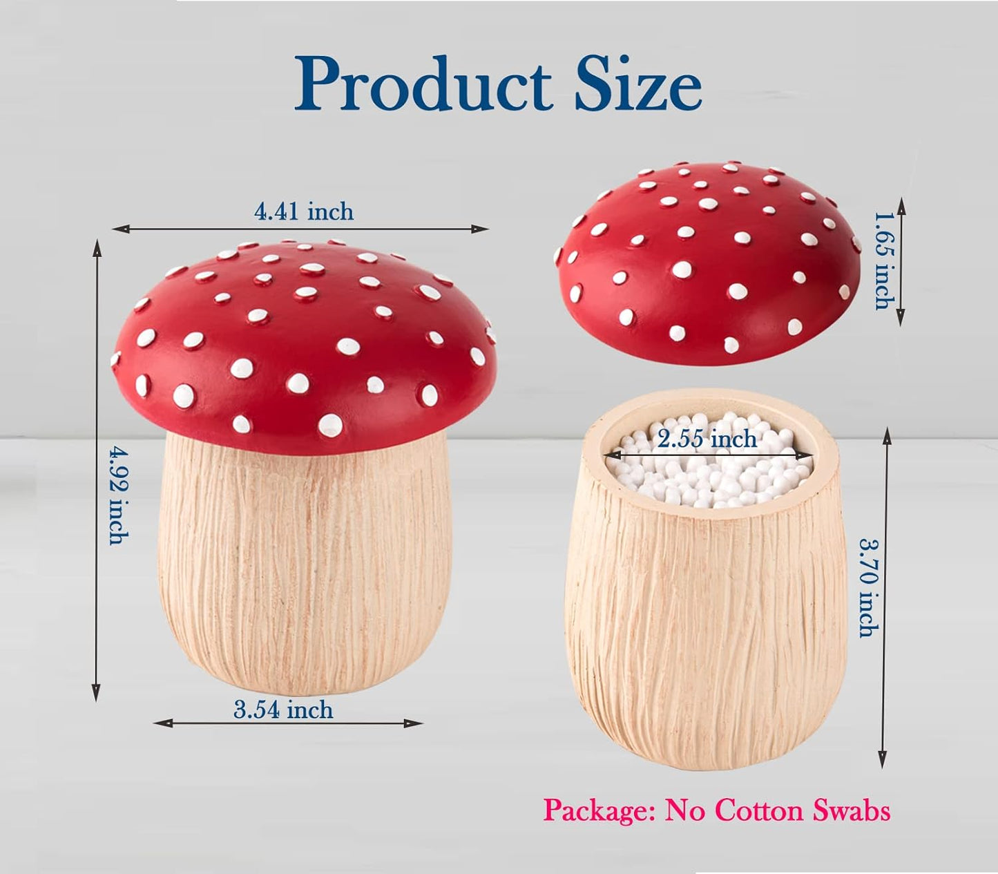 Qtip Holder Mushroom Cotton Ball Holder Cotton Swab Holder Qtip Dispenser Bathroom Cotton / Set of 2