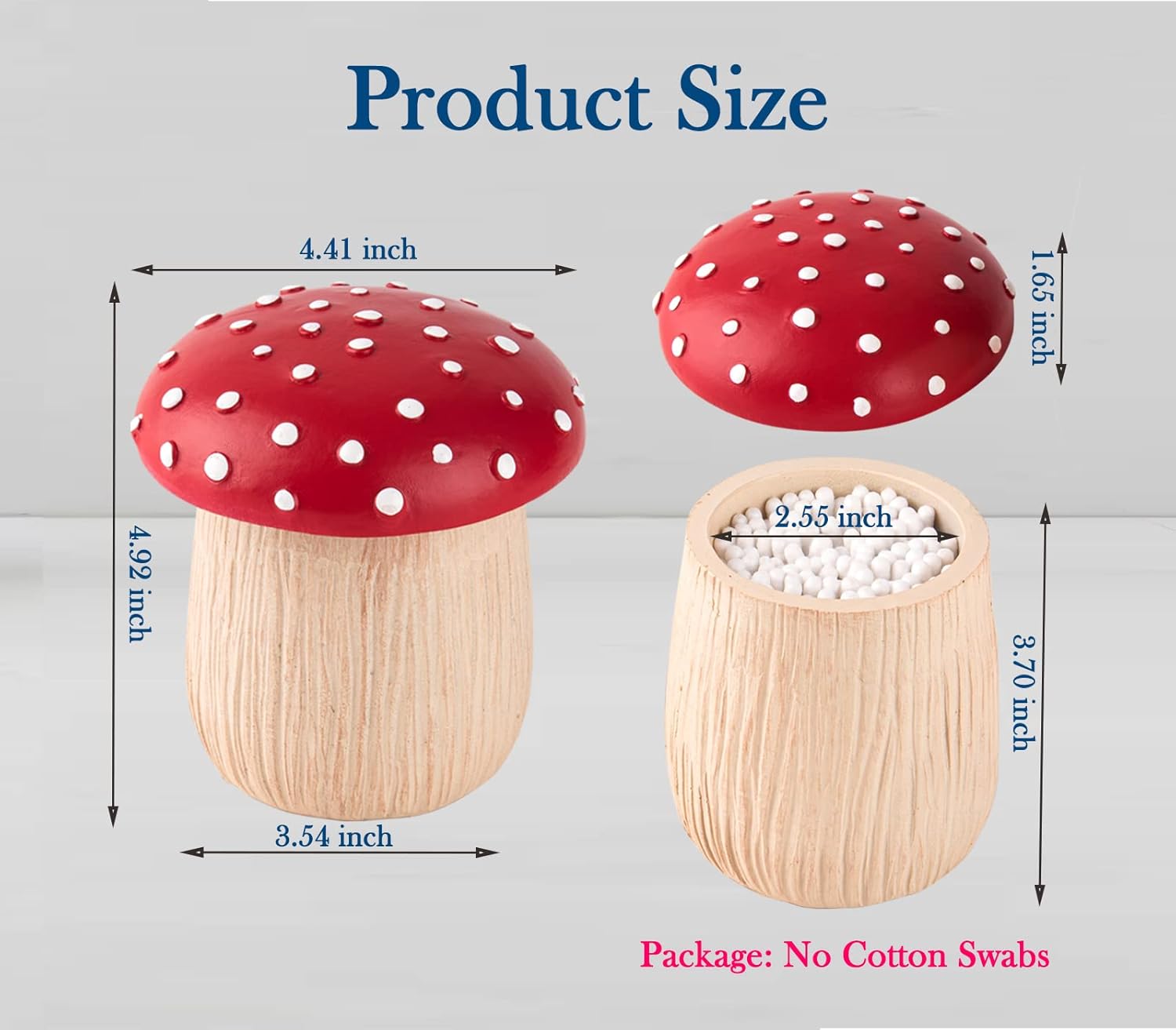 Qtip Holder Mushroom Cotton Ball Holder Cotton Swab Holder Qtip Dispenser Bathroom Cotton / Set of 2