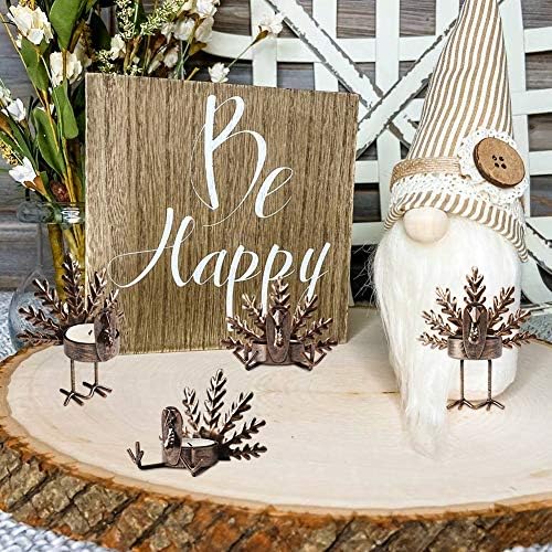 SAND MINE Metal Turkey Tea Light Candle Holders, Thanksgiving Candle Holder, Turkey Candle Holder, Metal Candle Holder, Thanksgiving Home Table Decoration (6)