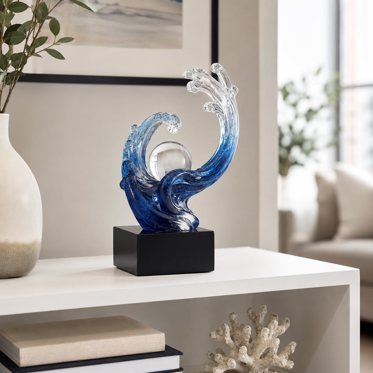 Modern Abstract Decorative Wave Statue / Blue