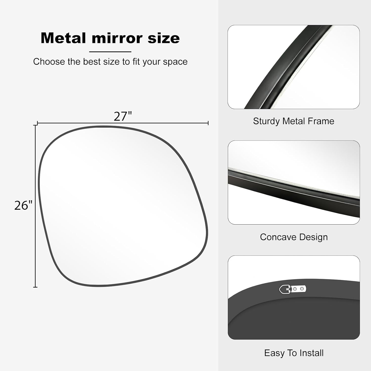 Irregular Wall Mirror / Black New / 27"L x 26"W