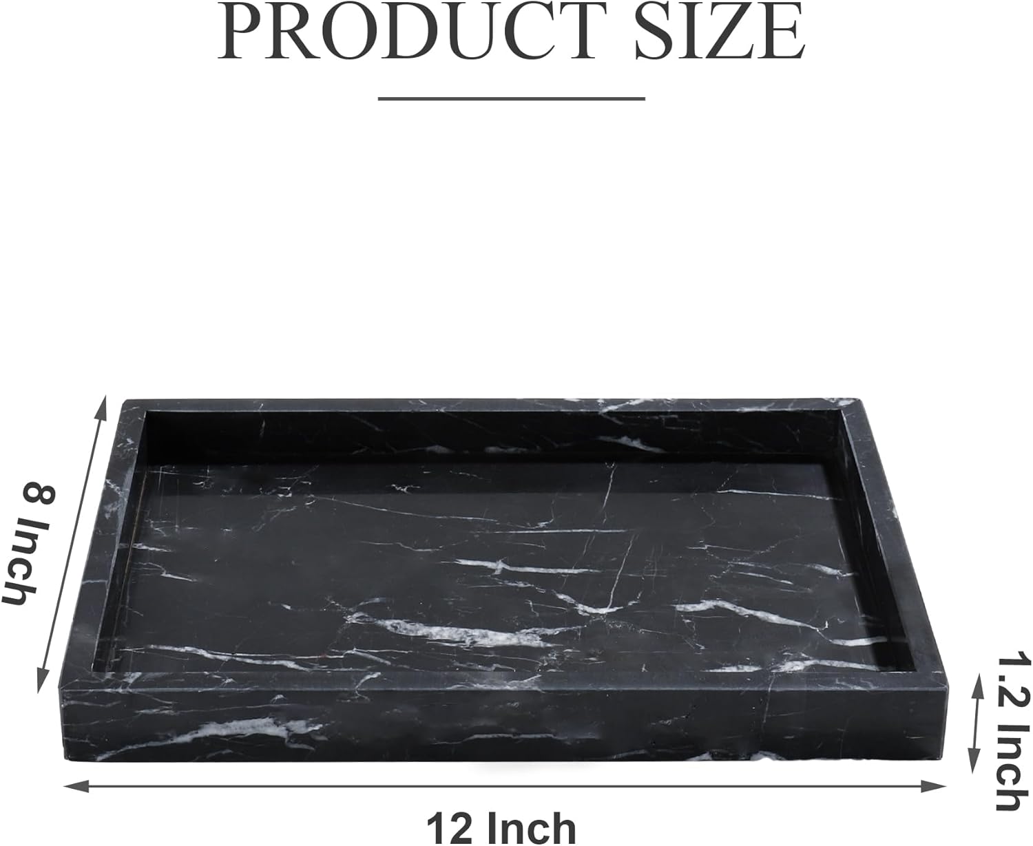 Storage Trays / Real Natural Marble Tray / 12 x 8 x 1.2 / Black
