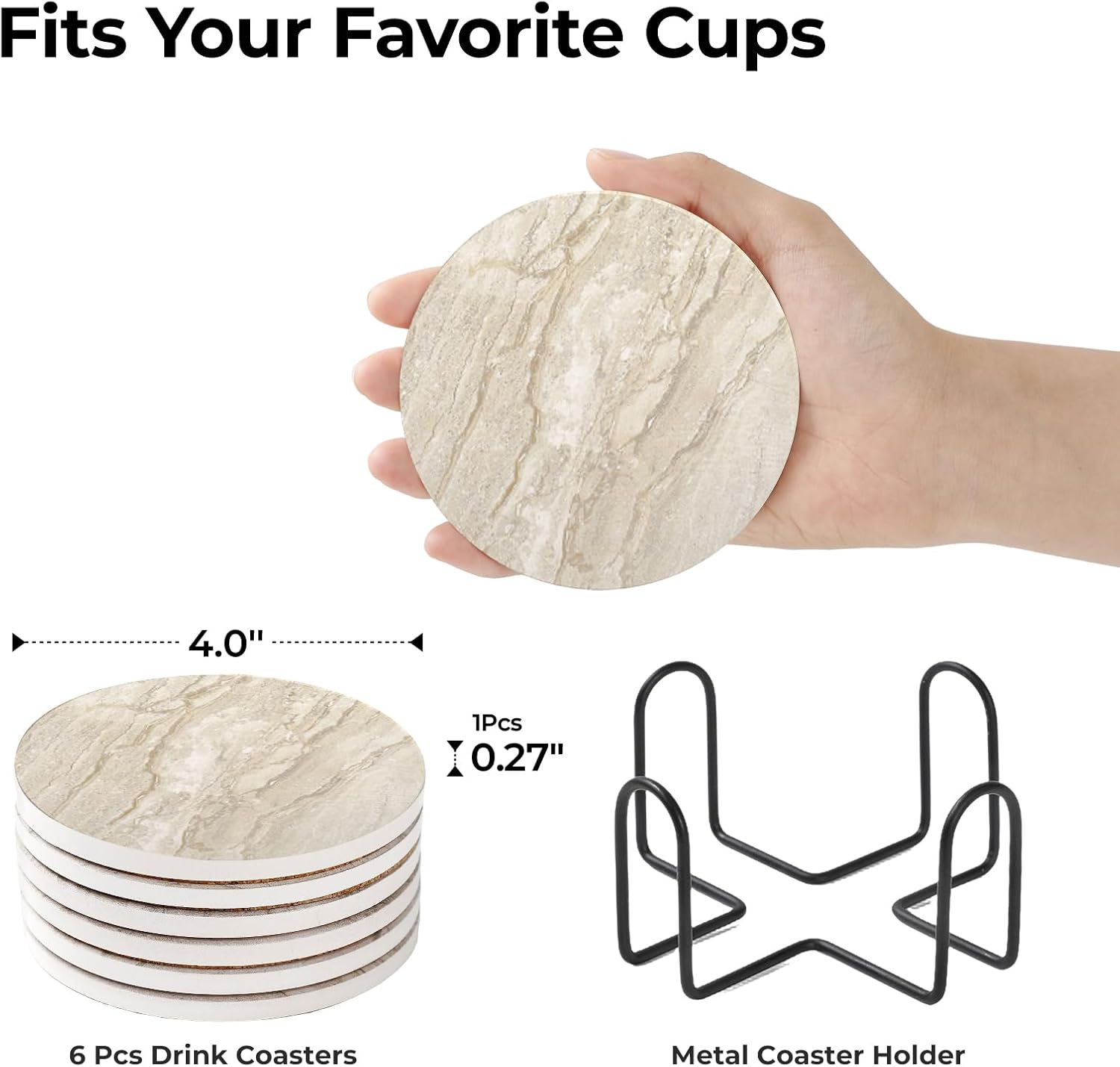 Coasters for Drinks Absorbent / Sand Marble