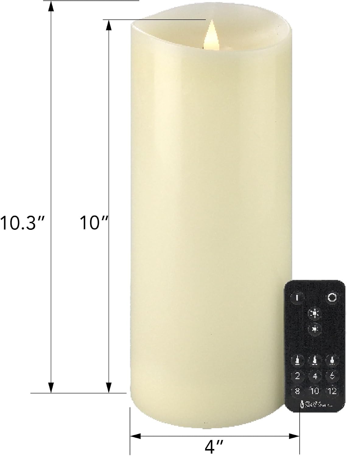 Flameless LED Candles with Remote Control, 4"x 10"Flickering 3D Moving Flame Battery Operated Candles in Real Wax Shell