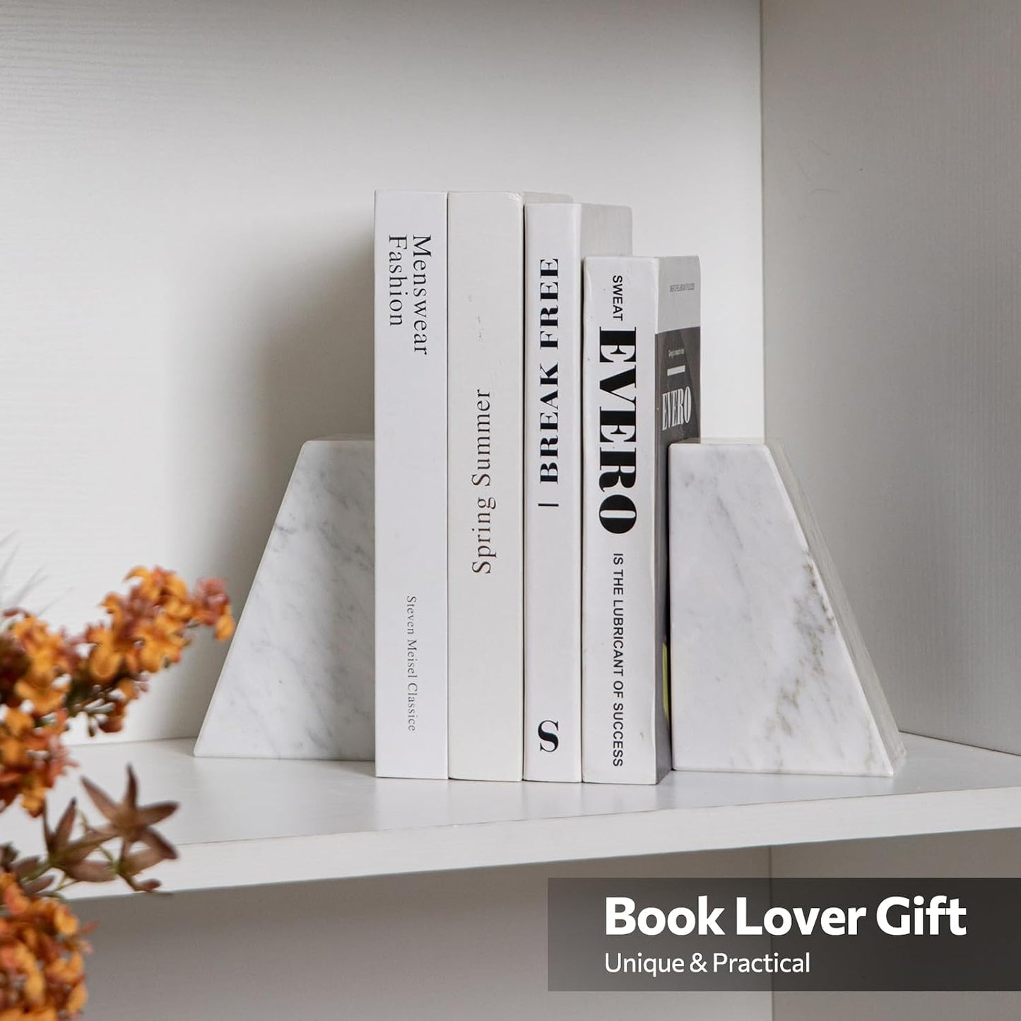 Marble Bookends / Stone Bookends Decorative / 3.9 x 3 x 6 / Carrara White
