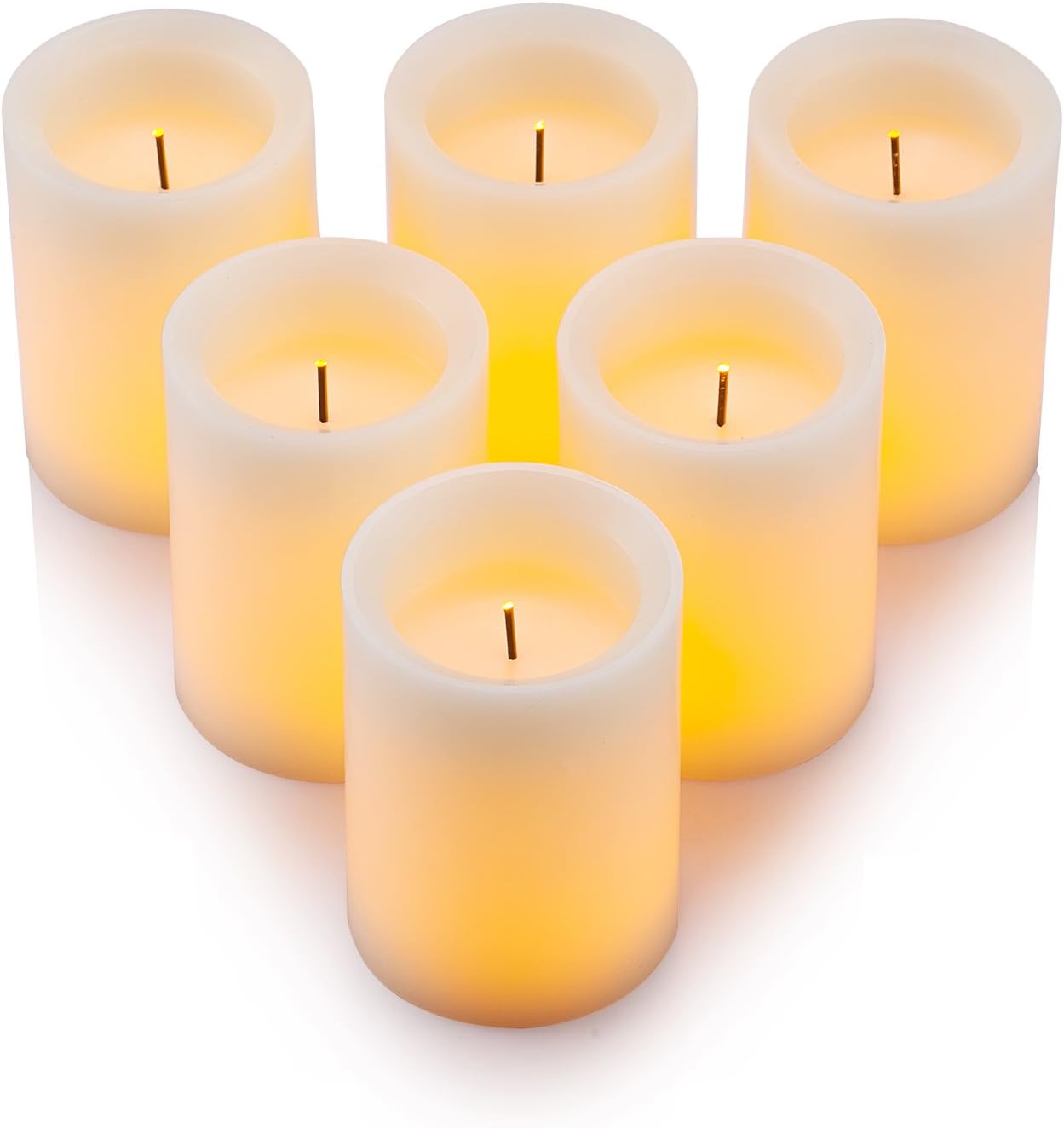 Flameless Flickering LED Candles 3" X 4" with 10-Key Remote Control Timer Classic Pillar Optical Fiber Wick Real Wax