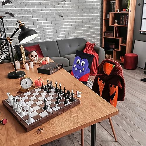 Whaline 4 Pack Halloween Chair Covers Spooky Chair Back Covers Cute Cartoon Halloween Characters Dining Room Seat Covers Removable Washable Chair Slipcovers for Halloween Party Home Kitchen Decor