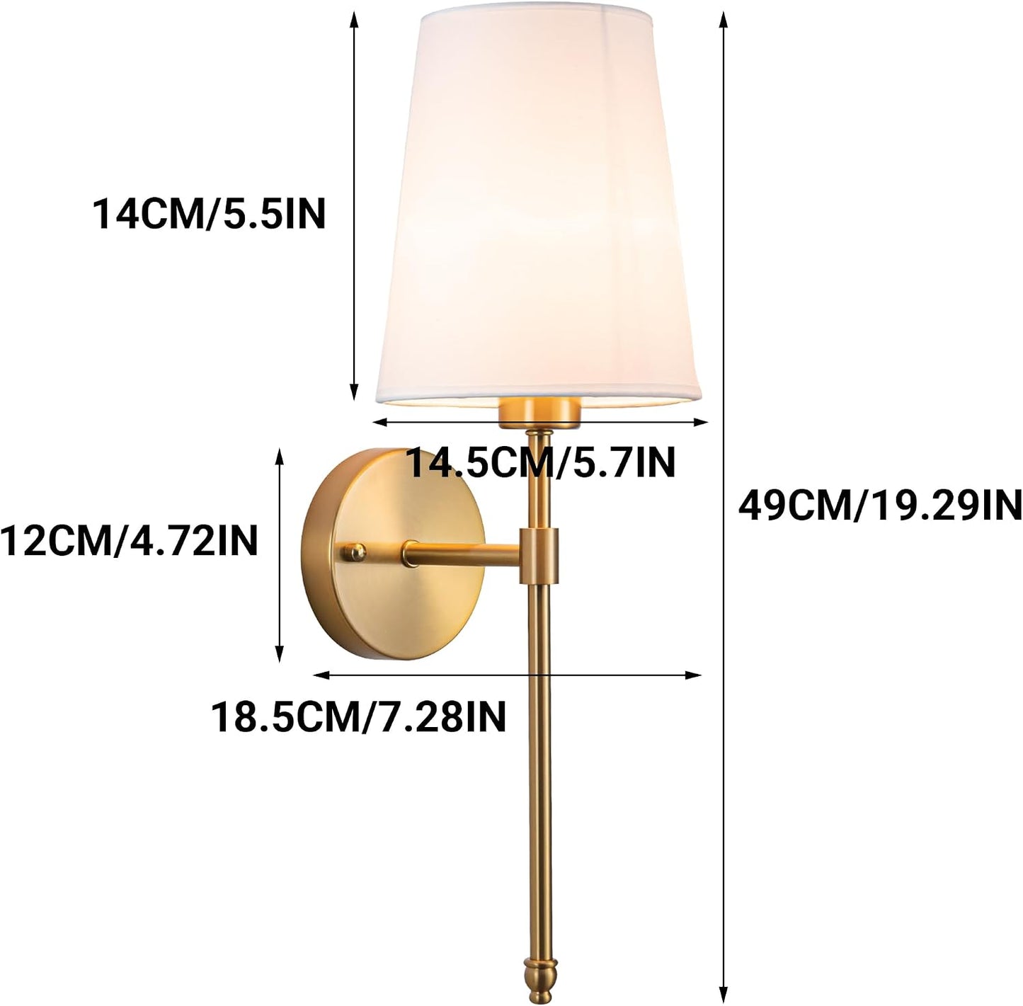 YHCDLAMP Battery Operated Wall Sconces Set of 2, Rechargeable Wireless Wall Lights with 10000mAh Magnetic Bulbs, Up to