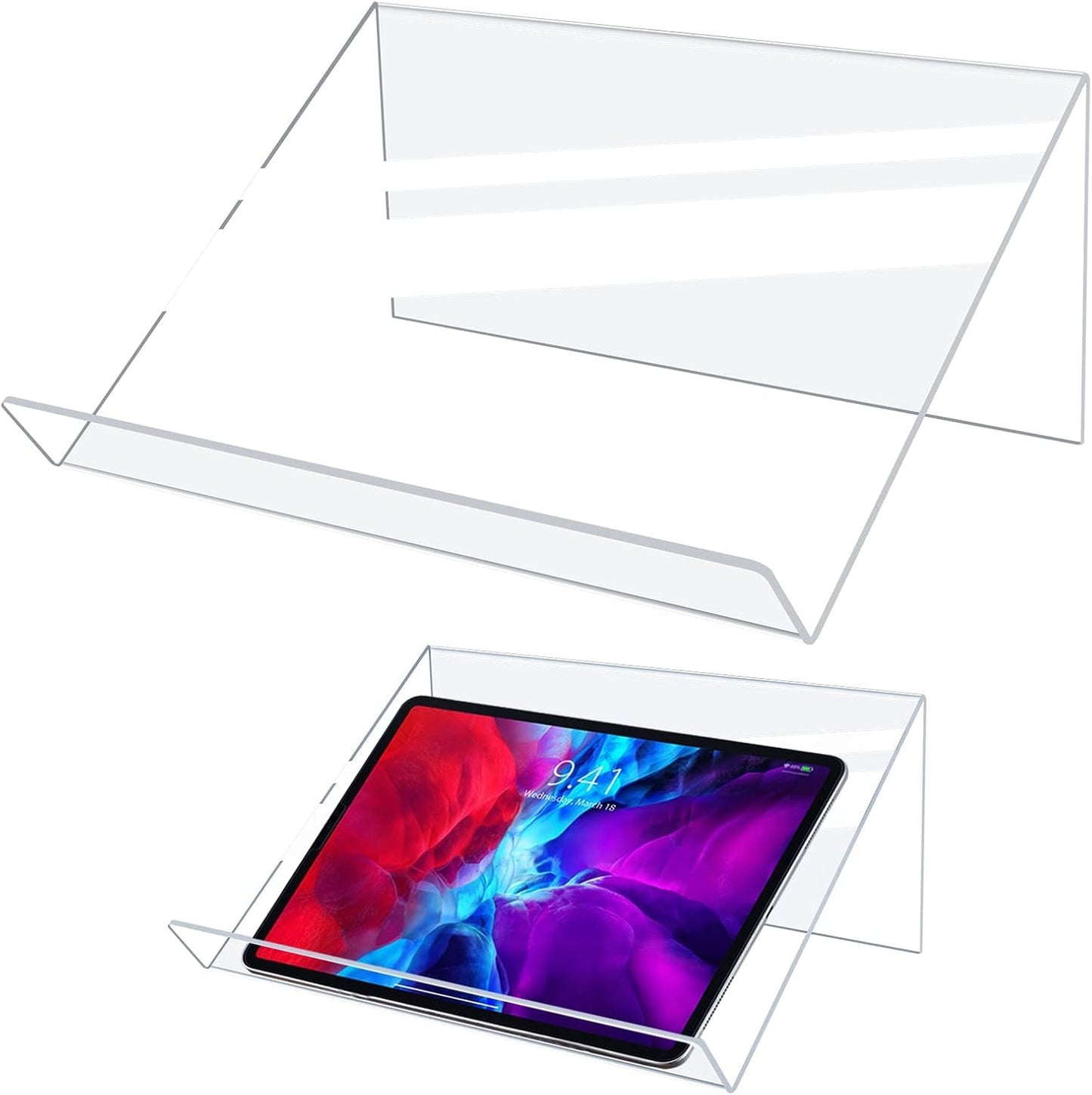 Slightly Elevated Acrylic Book Display Stand / Clear / Set of 2