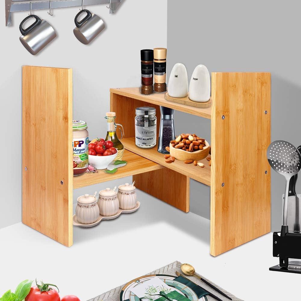 Sorfity Adjustable Desktop Bookshelf, Desk Organizer Display Shelf Counter Top Bookcase Free Style Display Shelf Rack