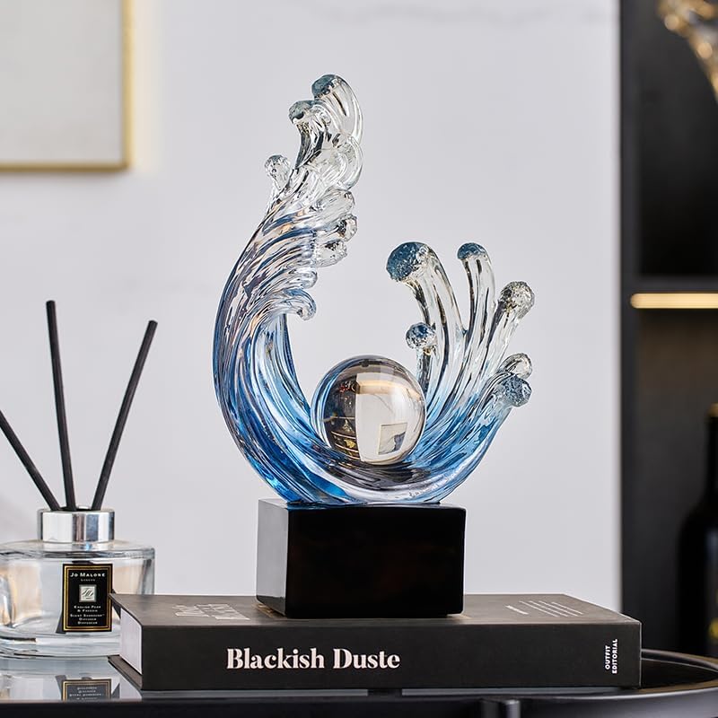 Modern Abstract Decorative Wave Statue / A / Navy-blue