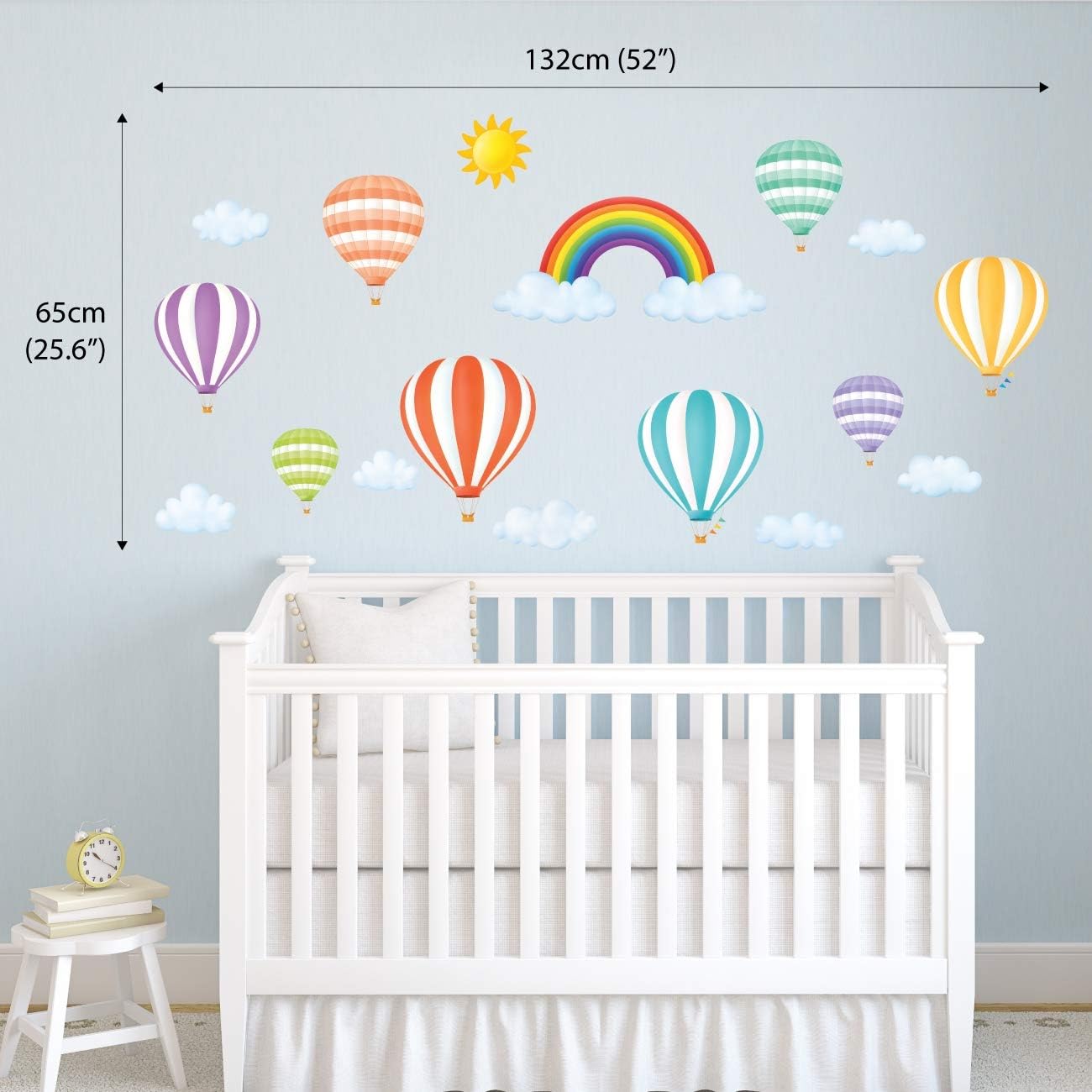 DS8-1801 Rainbow and Kids Wall Stickers Wall Decals Peel and Stick Removable Wall / Hot Air Balloons