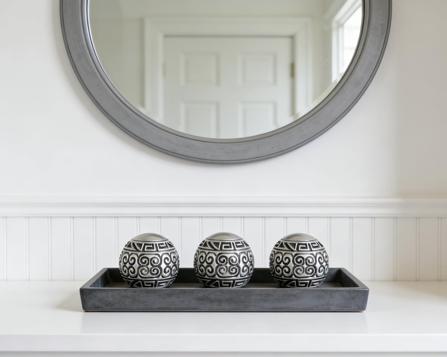 Decorative Ball for Centerpiece Bowls / Metallic Silver / 3 Inch / Set of 3
