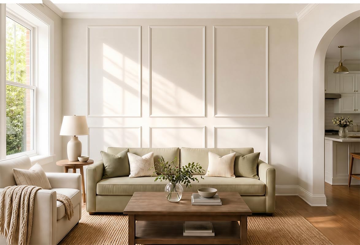 Box Trim Moulding Self Adhesive Premade Accent Panel for Accent Wall / 63 x 39 / 6 Panels
