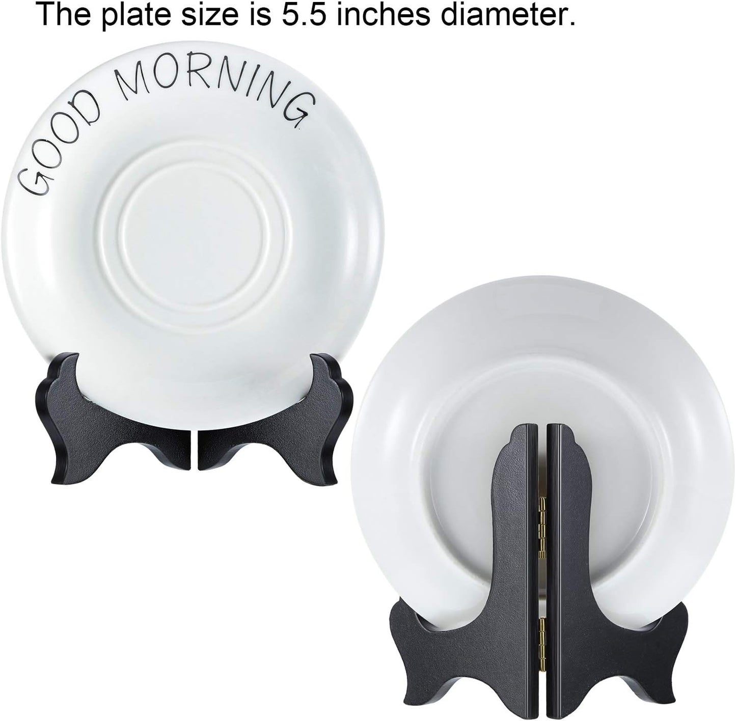 Packs Wooden Display Stand Decorative Plate Stands for Display Picture Frame Holder / Black / 4 Inch