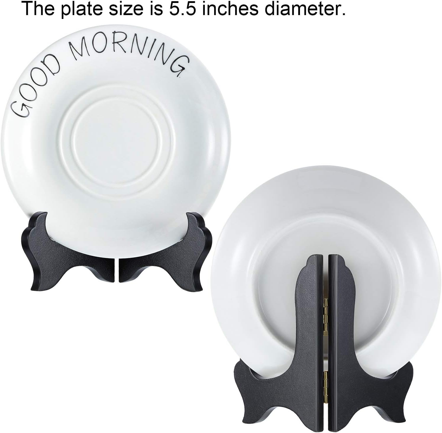 Packs Wooden Display Stand Decorative Plate Stands for Display Picture Frame Holder / Black / 4 Inch