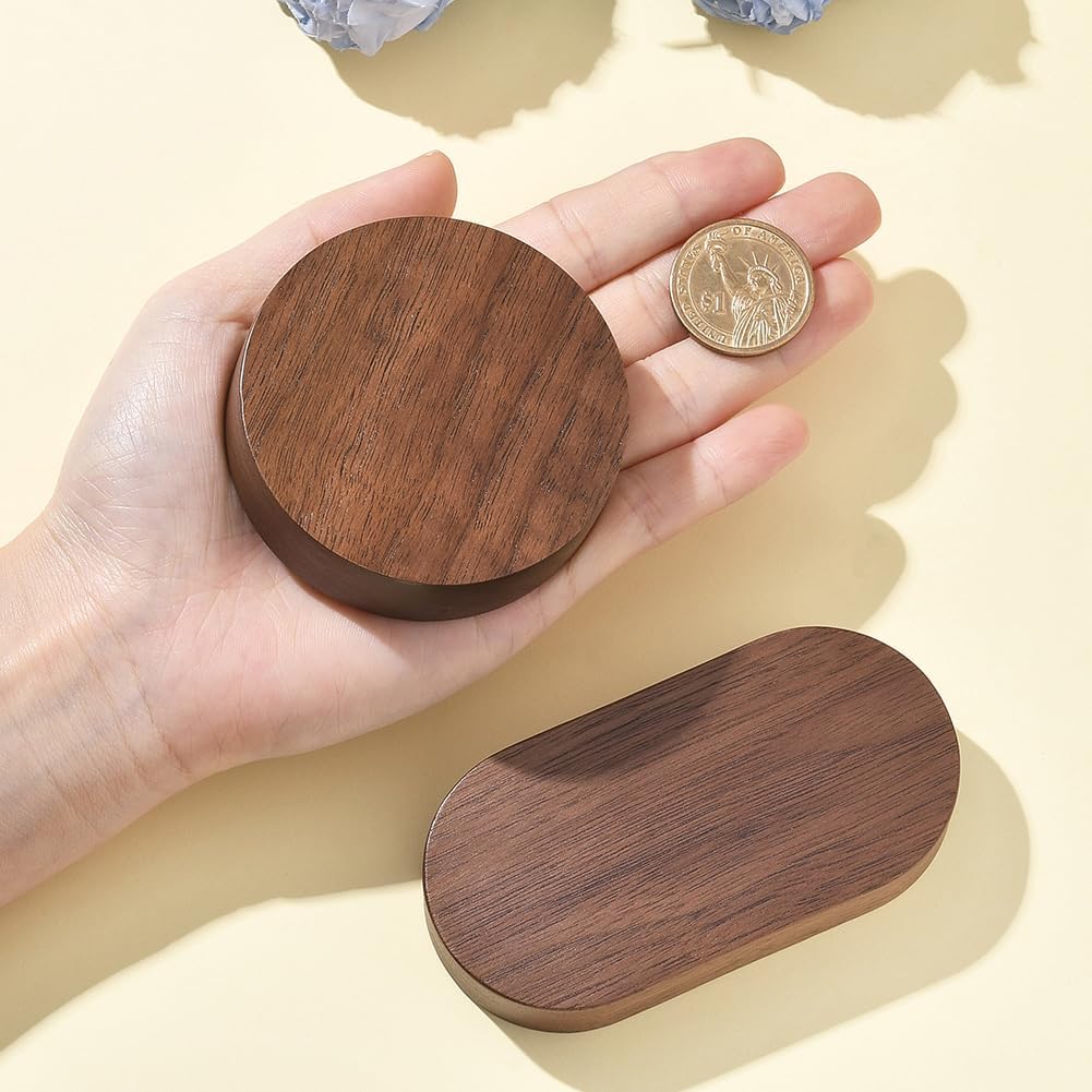 2 Styles Wood Display Risers in/ in Round Oval Walnut Jewelry Stand Riser / 2.8 x 0.8 / Set of 2