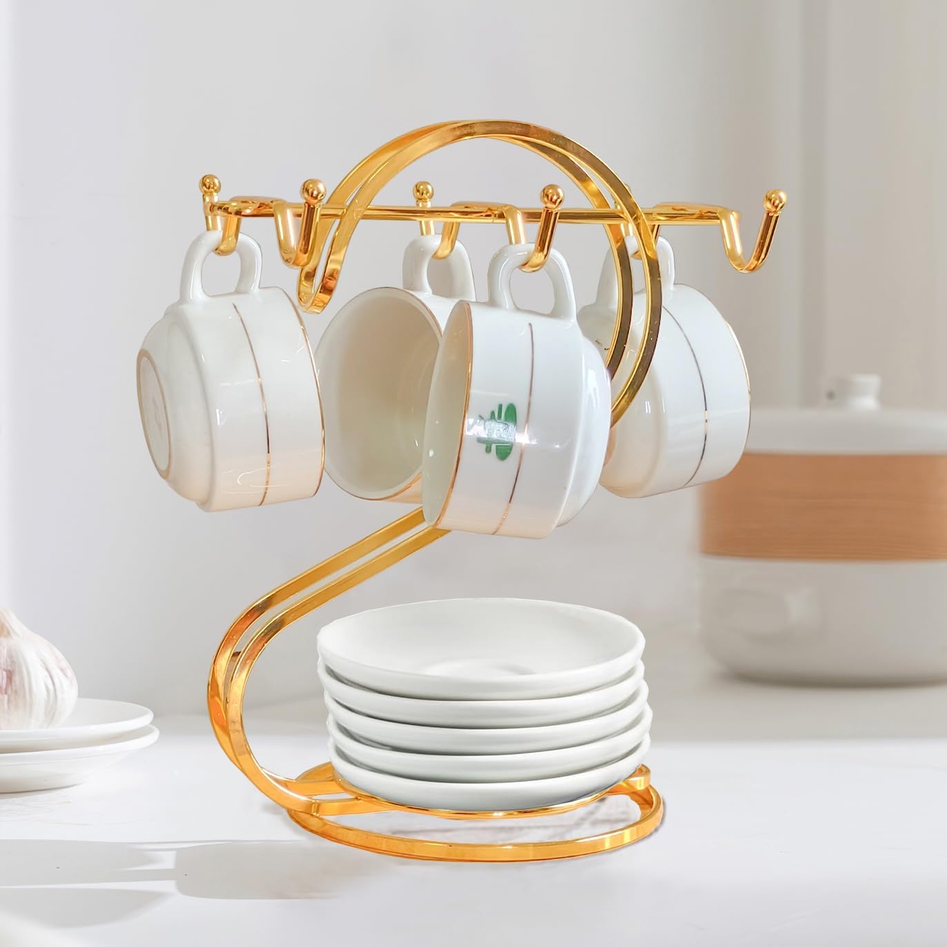 Coffee Mug Holder Metal,Mug TeaCups Holders Countertop,Coffee Mug Tea Cup Stand Storage Rack Tabletop Counter 6